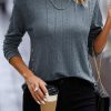 Ashleigh Blue Textured Buttoned Decor Long Sleeve Top