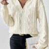 Casual White Long Sleeve Top With Collar And Unique Design