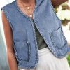 Ashleigh Blue Braided Trim Pocketed Denim Vest