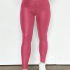 Rose Red Crossed Dip Waist Sleek Leather Leggings