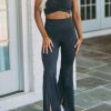 Stylish High Waist Flare Leg Pants Set In Carbon Grey - Casual Loungewear