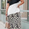 Black Leopard Color Block V Neck Plus Size Long Dress