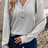 Stylish Solid Color Long Sleeve Top With Delicate Ruffles