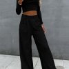 Black Crop Top And Wide Leg Pants Two Piece Set