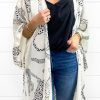 White Cheetah Print Loose Fit Open Front Kimono