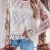 Classic Round Neck Shift Blouse - Feminine And Romantic Design