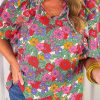 Flattering And Comfortable Plus Size Summer Blouse With V-Neck And Floral Print