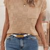 Fashionable Short Sleeve Sweater Tee With Chest Pocket