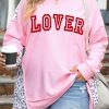 Pink Plus LOVER Graphic Leopard Patchwork Sweatshirt