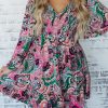 Boho Paisley Print Ruffle Hem Dress