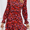 Chic And Playful Red Long Sleeve Mini Dress With Heart Print