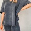 Black Mineral Washed Oversized T Shirt And Shorts Set