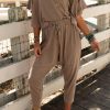 Simply Taupe High Low Boxy Fit Tee And Crop Pants Set