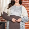 Casual And Comfy Plus Size Brown Top With Waffle Ribbed Knit