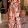 Flattering High-Waist Bohemian Maxi Dress With Side Slit