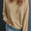 Khaki Solid Classic Crewneck Pullover Sweatshirt