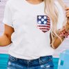 White American Flag Sequin Pocket Patched T Shirt