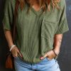 Versatile Short Sleeve T-shirt With Chest Pocket For Women