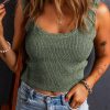 Mist Green U Neck Scallop Trim Sweater Vest