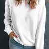 Beige Solid Classic Crewneck Pullover Sweatshirt