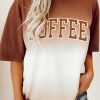 Brown COFFEE Gradient Color Print Half Sleeve T Shirt