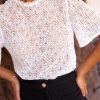 Exquisite Sheer Lace Blouse With Unique Pattern