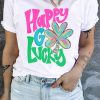 White Happy Go Lucky Graphic Plus Tee