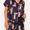 Black Western Boots Printed Short Pajama Set