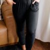 Black Plus Size Frill High Waist Pocketed Soft Pants