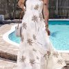 Flowy And Elegant: Women's Smocked Ruffled Straps Maxi Dress In White