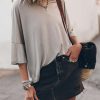 Gray Oversized Flowy Dropped Shoulder T-shirt