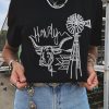 Trendy O Neck Short Sleeve T Shirt With Wild Western Inspired Design