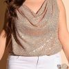 Stylish And Flattering: Women's Sleeveless Apricot Sequin Vest