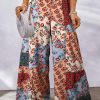 Stylish And Comfy Boho Patchwork Print Drawstring Pants For Women