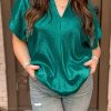 Skobeloff Metallic Look V Neck Plus Size Tee