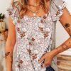 Chic And Cozy Square Neck Floral Blouse For Women