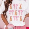 White Rabbit Bow Knot Print Crew Neck T Shirt