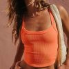 Grapefruit Orange Athletic Ribbed Cropped Cami Top