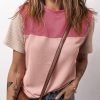 Versatile Pink Colorblock T Shirt For Casual Summer Style