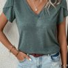 Elegant Solid Color V-Neck T-Shirt For Women - Daily Summer Style