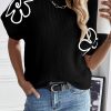 Black Flower Embroidery Sweater Tee