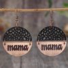 Black Vintage Mama Pendant Leather Wooden Earrings