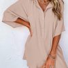 Apricot Half Button Collared Loose Romper