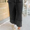 Black Plus Mineral Wash Exposed Seam Wide Leg Cropped Pants