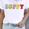 White Plus HOPPY Chenille Embroidered Easter Fashion Tee