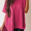 Effortlessly Stylish: Loose Fit Short Sleeve Sweater With Side Slits