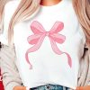 White Flowing Bow Knot Print Round Neck Casual Tee