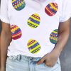 White Sequin Easter Egg Graphic Plus Size T Shirt