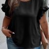 Black Ruffled Short Sleeve Plus Size Top