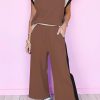 Loose Fit Casual Two-Piece Set In Chestnut Color - Perfect For Summer